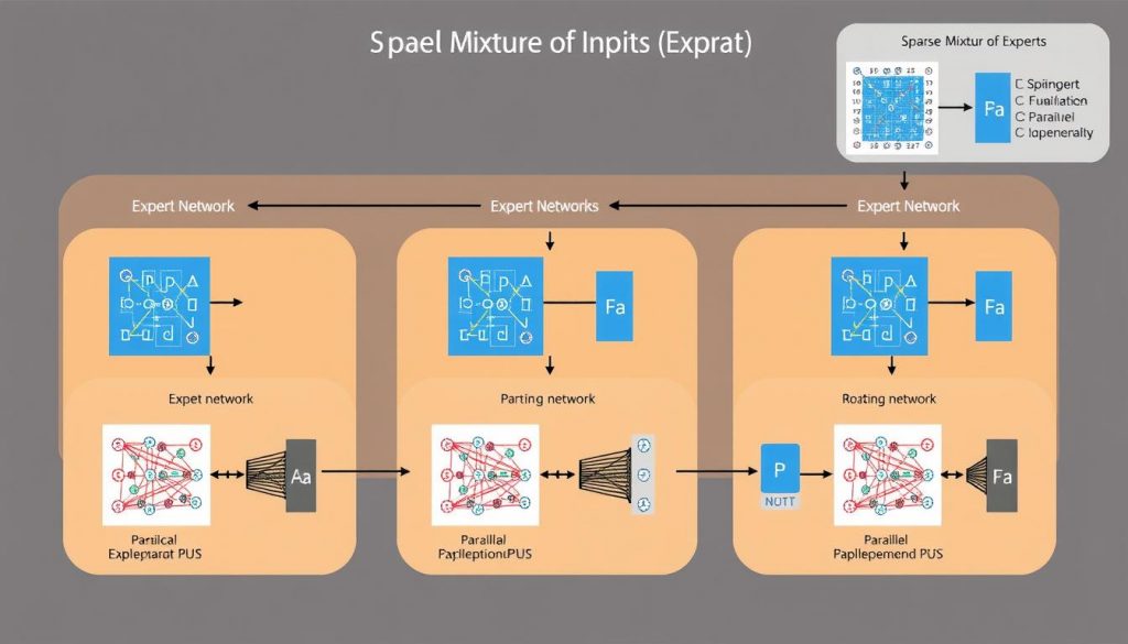 Схема работы архитектуры Sparse Mixture of Experts в Mixtral Схема работы архитектуры Sparse Mixture of Experts в Mixtral